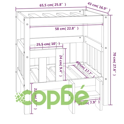 Кучешко легло, черно, 65,5x50,5x70 см, борова дървесина масив ➤ топ цена ➤ sorbe.bg