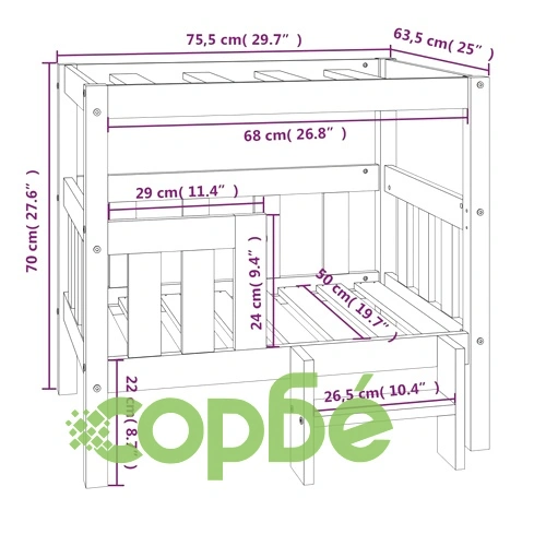 Кучешко легло, 75,5x63,5x70 см, борова дървесина масив ➤ топ цена ➤ sorbe.bg