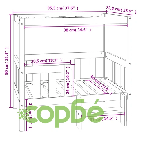 Кучешко легло, Сиво, 95,5x73,5x90 см, борова дървесина масив ➤ топ цена ➤ sorbe.bg