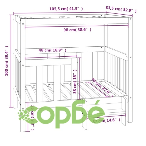 Кучешко легло, черно, 105,5x83,5x100 см, борова дървесина масив ➤ топ цена ➤ sorbe.bg