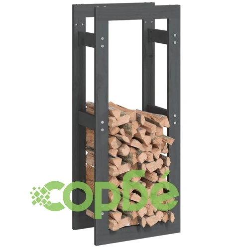 Поставка за дърва за огрев сива 41x25x100 см масивно дърво бор ➤ топ цена ➤ sorbe.bg