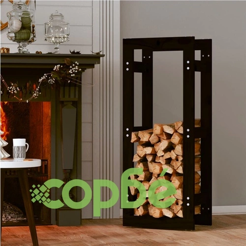Поставка за дърва за огрев черна 41x25x100 см масивно дърво бор ➤ топ цена ➤ sorbe.bg