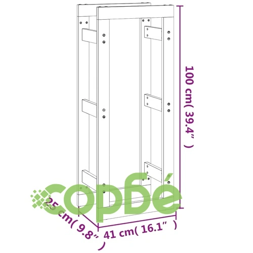 Поставка за дърва за огрев черна 41x25x100 см масивно дърво бор ➤ топ цена ➤ sorbe.bg