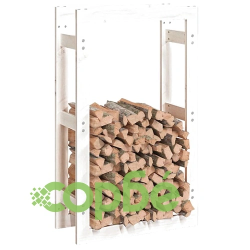 Поставка за дърва за огрев бяла 60x25x100 см масивно дърво бор ➤ топ цена ➤ sorbe.bg