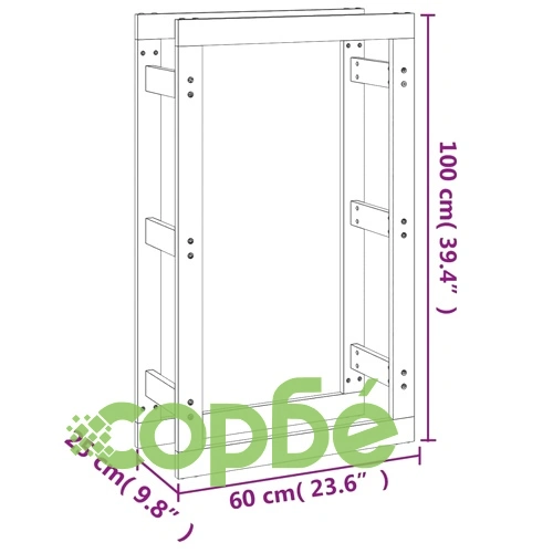 Поставка за дърва за огрев сива 60x25x100 см масивно дърво бор ➤ топ цена ➤ sorbe.bg