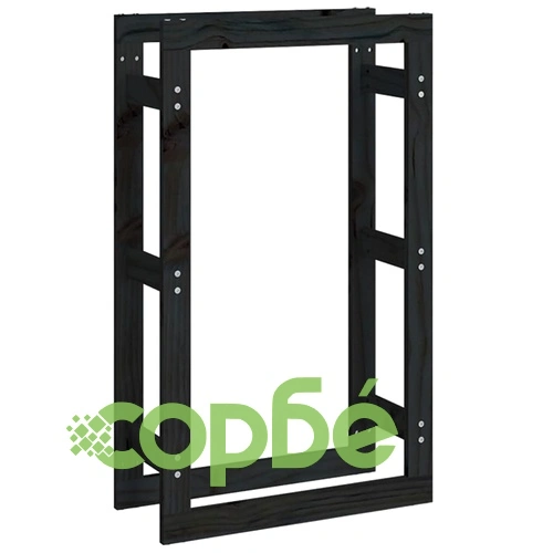 Поставка за дърва за огрев черна 60x25x100 см масивно дърво бор ➤ топ цена ➤ sorbe.bg