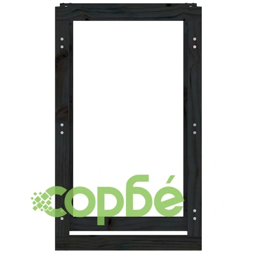 Поставка за дърва за огрев черна 60x25x100 см масивно дърво бор ➤ топ цена ➤ sorbe.bg