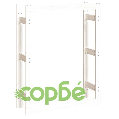 Поставка за дърва за огрев бяла 80x25x100 см масивно дърво бор ➤ топ цена ➤ sorbe.bg