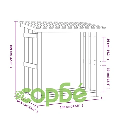Поставка за дърва за огрев 108x64,5x109 см масивно дърво бор ➤ топ цена ➤ sorbe.bg