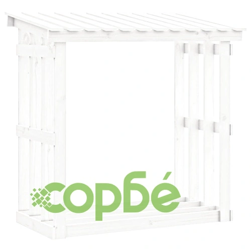 Поставка за дърва за огрев, бяла, 108x64,5x109 см, бор масив ➤ топ цена ➤ sorbe.bg