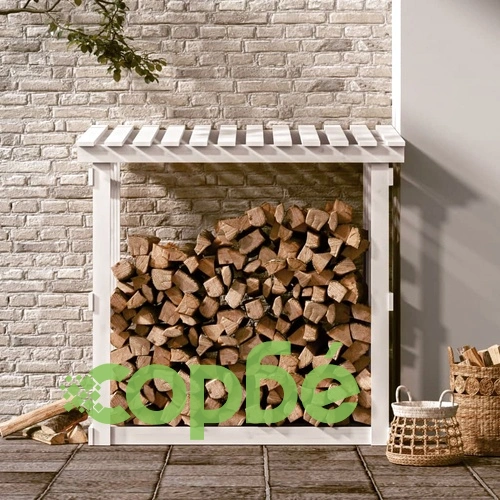 Поставка за дърва за огрев, бяла, 108x64,5x109 см, бор масив ➤ топ цена ➤ sorbe.bg
