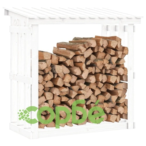 Поставка за дърва за огрев, бяла, 108x64,5x109 см, бор масив ➤ топ цена ➤ sorbe.bg