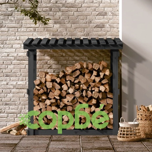 Поставка за дърва за огрев, сива, 108x64,5x109 см, бор масив ➤ топ цена ➤ sorbe.bg