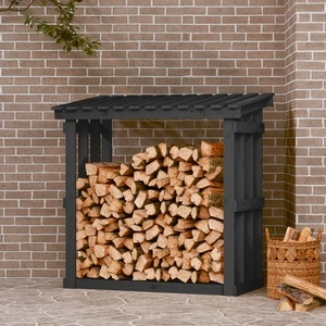 Поставка за дърва за огрев, сива, 108x64,5x109 см, бор масив