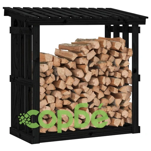 Поставка за дърва за огрев, черна, 108x64,5x109 см, бор масив ➤ топ цена ➤ sorbe.bg