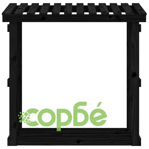 Поставка за дърва за огрев, черна, 108x64,5x109 см, бор масив ➤ топ цена ➤ sorbe.bg