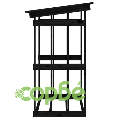 Поставка за дърва за огрев, черна, 108x64,5x109 см, бор масив ➤ топ цена ➤ sorbe.bg