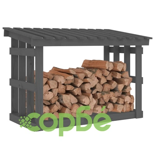 Поставка за дърва за огрев, сива, 108x64,5x77 см, бор масив ➤ топ цена ➤ sorbe.bg