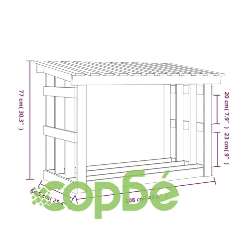 Поставка за дърва за огрев, сива, 108x64,5x77 см, бор масив ➤ топ цена ➤ sorbe.bg