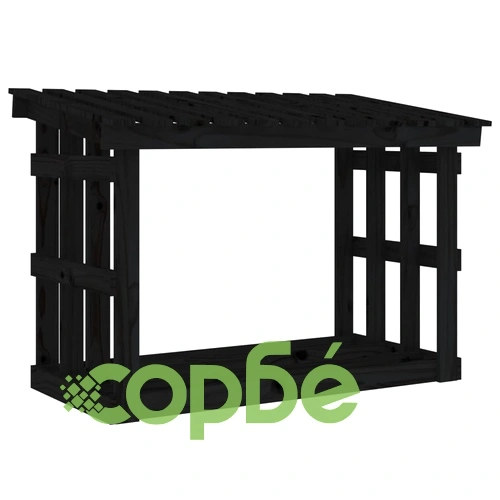Поставка за дърва за огрев черна 108x64,5x77 см бор масив ➤ топ цена ➤ sorbe.bg