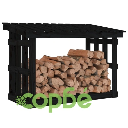 Поставка за дърва за огрев черна 108x64,5x77 см бор масив ➤ топ цена ➤ sorbe.bg