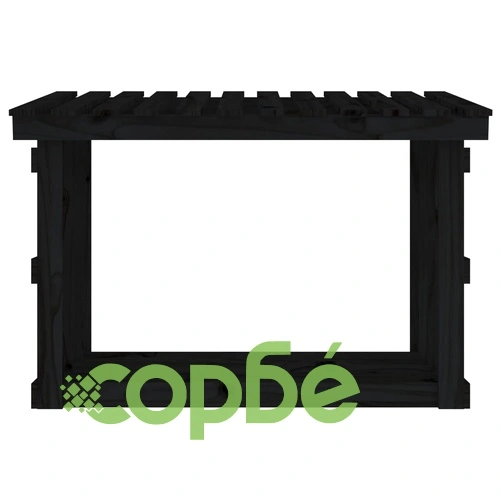 Поставка за дърва за огрев черна 108x64,5x77 см бор масив ➤ топ цена ➤ sorbe.bg