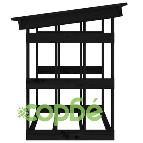 Поставка за дърва за огрев черна 108x64,5x77 см бор масив ➤ топ цена ➤ sorbe.bg