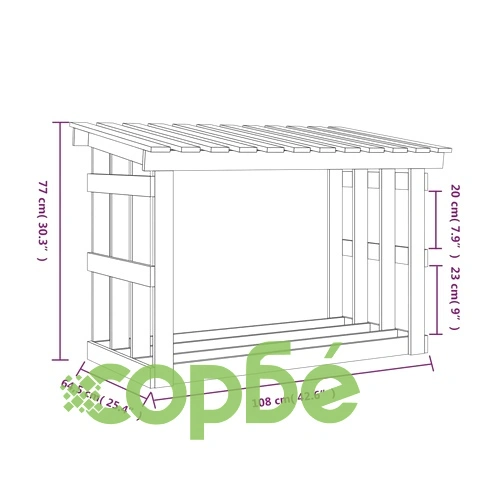Поставка за дърва за огрев черна 108x64,5x77 см бор масив ➤ топ цена ➤ sorbe.bg