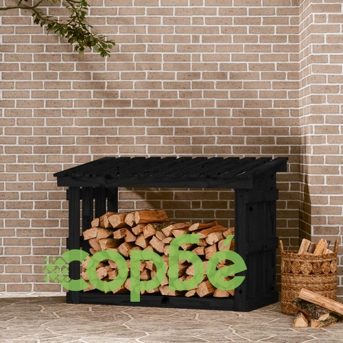 Поставка за дърва за огрев черна 108x64,5x77 см бор масив ➤ топ цена ➤ sorbe.bg