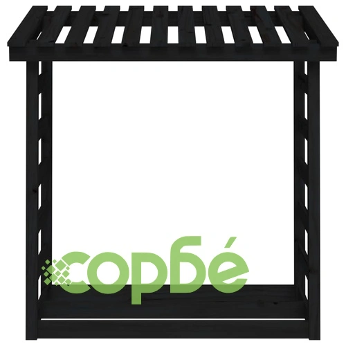 Поставка за дърва за огрев, черна, 108x64,5x110 см, бор масив ➤ топ цена ➤ sorbe.bg