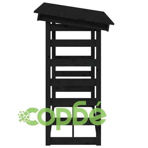 Поставка за дърва за огрев, черна, 108x64,5x110 см, бор масив ➤ топ цена ➤ sorbe.bg