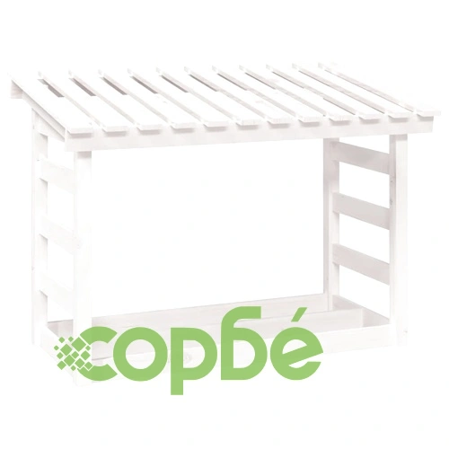 Поставка за дърва за огрев, бяла, 108x64,5x78 см, бор масив ➤ топ цена ➤ sorbe.bg