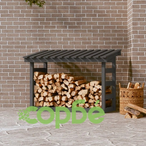 Поставка за дърва за огрев, сива, 108x64,5x78 см, бор масив ➤ топ цена ➤ sorbe.bg