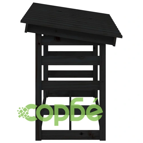 Поставка за дърва за огрев черна 108x64,5x78 см бор масив ➤ топ цена ➤ sorbe.bg