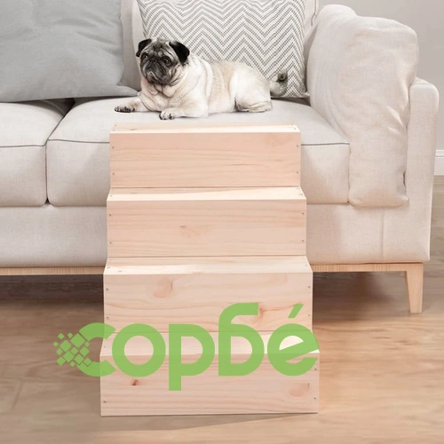 Стълба за домашни любимци, 40x49x47 см, бор масив ➤ топ цена ➤ sorbe.bg