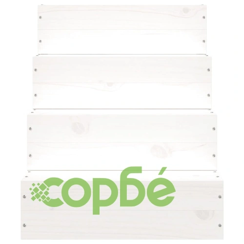 Стълба за домашни любимци, бяла, 40x49x47 см, бор масив ➤ топ цена ➤ sorbe.bg