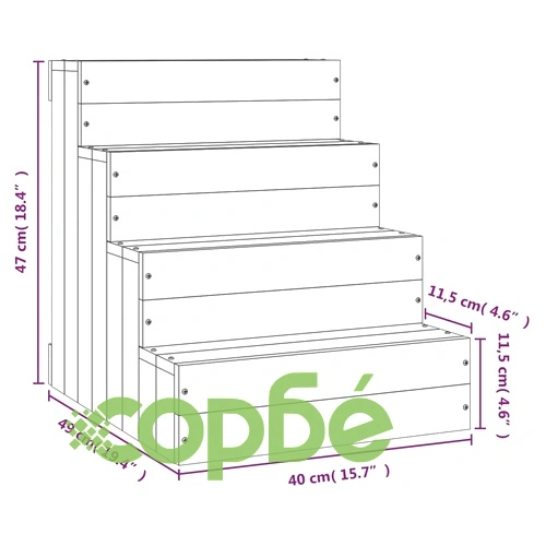Стълба за домашни любимци, бяла, 40x49x47 см, бор масив ➤ топ цена ➤ sorbe.bg