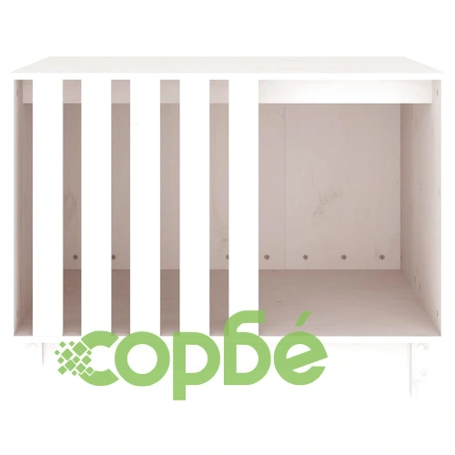 Кучешка колиба, бяла, 90x60x67 см, бор масив ➤ топ цена ➤ sorbe.bg