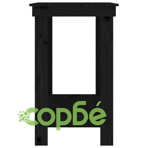 Работна маса черна 80x50x80 см борово дърво масив ➤ топ цена ➤ sorbe.bg