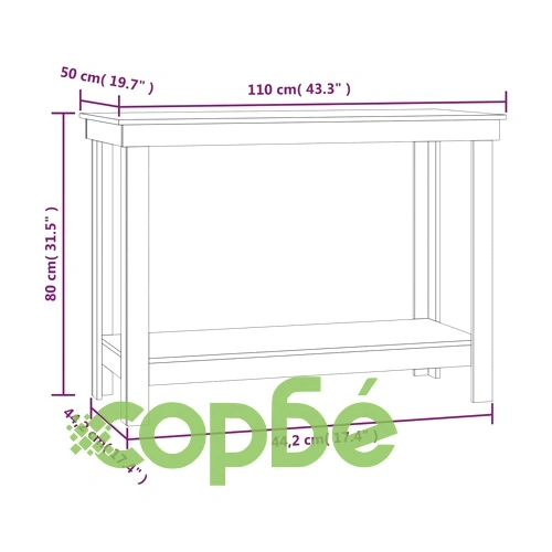 Работна маса 110x50x80 см борово дърво масив ➤ топ цена ➤ sorbe.bg