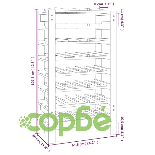 Поставка за вино 61,5x30x107,5 см масивна чамова дървесина ➤ топ цена ➤ sorbe.bg