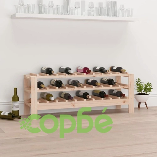 Поставка за вино 109,5x30x42 см масивна чамова дървесина ➤ топ цена ➤ sorbe.bg