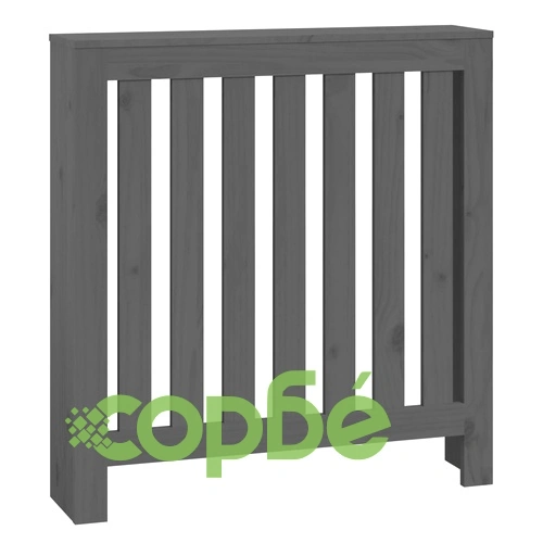 Параван за радиатор, сив, 79,5x19x84 см, борово дърво масив ➤ топ цена ➤ sorbe.bg