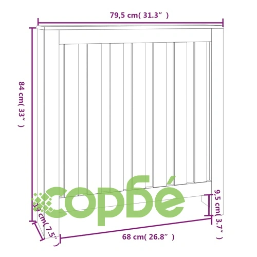 Параван за радиатор, сив, 79,5x19x84 см, борово дърво масив ➤ топ цена ➤ sorbe.bg