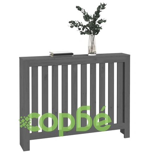 Параван за радиатор сив 108,5x19x84 см борово дърво масив ➤ топ цена ➤ sorbe.bg