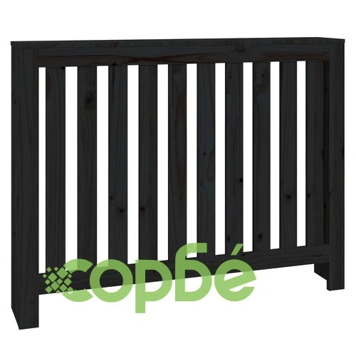 Параван за радиатор черен 108,5x19x84 см борово дърво масив ➤ топ цена ➤ sorbe.bg