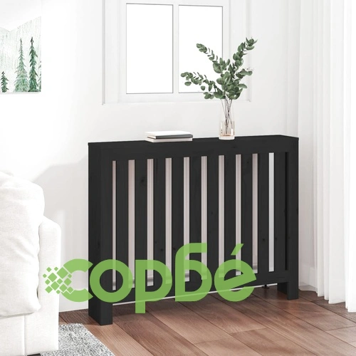 Параван за радиатор черен 108,5x19x84 см борово дърво масив ➤ топ цена ➤ sorbe.bg