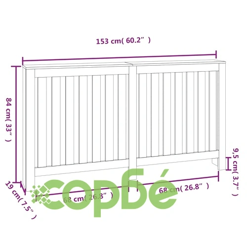 Параван за радиатор бял 153x19x84 см борово дърво масив ➤ топ цена ➤ sorbe.bg