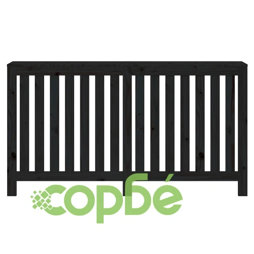 Параван за радиатор черен 153x19x84 см борово дърво масив ➤ топ цена ➤ sorbe.bg