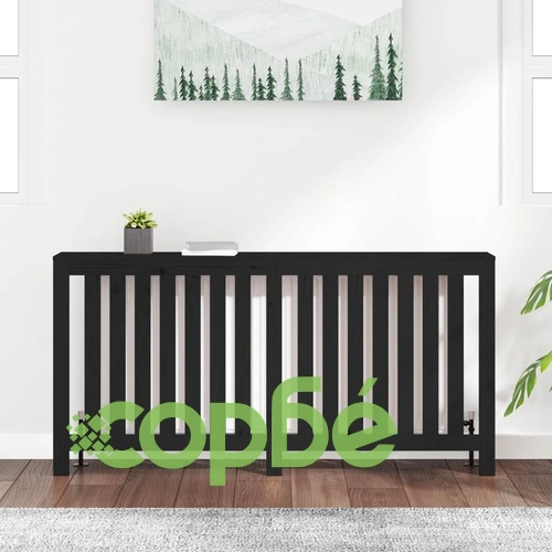 Параван за радиатор черен 169x19x84 см борово дърво масив ➤ топ цена ➤ sorbe.bg